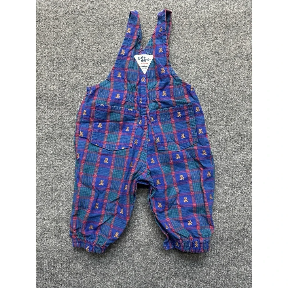 Baby Oshkosh B'Gosh Vestbak Pink Blue With Teddy‎ Bears Overalls Vintage